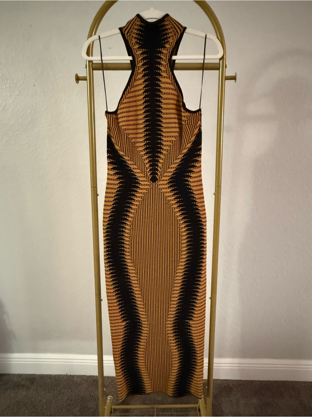 Fashion Nova Black Gold Geometric Bandage Maxi Dress Bodycon